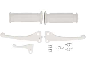 Domino handle set polygonal white NOS | Piaggio Ciao, SI, Bravo, Boxer Domino handle set polygonal white NOS | Piaggio Ciao, SI, Bravo, Boxer