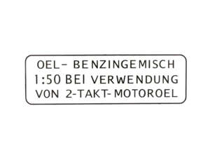 Sticker "OEL-BENZINGEMISCH 1:50" black 55 x 19 mm | Puch Sticker "OEL-BENZINGEMISCH 1:50" black 55 x 19 mm | Puch